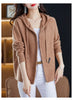 Women Knitted Sweater Cardigan Jacket Solid Hooded Zipper Sweater Coat Female Knitwear Casual Tops Female Jackets