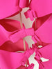 High Street Designer Stylish Dress Women's Long Sleeve Sexy Hollow Out Bow Dress Hot Pink
