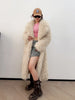 Colorful Fahionable Faux Fur Mongolian Jacket Long Tailored Collar Plush Winter Coat for Women Elegant Loose Fit Outerwear