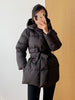Winter Women's Down Jackets Ultra Light Warm Cusual Coat Female Puffer Jacket With Belt Plus Size Hooded Short Parka