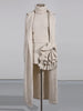 Three Piece Set For Women Lapel Long Sleeve Coat High Neck Vest High Waist Patchwork Appliques Skirt Sets Female