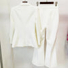 Designer Blazer Suit Set Women's Single Button Red Blazer Flare Pants Suit