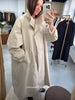 Women Solid Casual Long Trench Coat Lapel Collar Single Breasted Batwing Sleeve Windbreaker Streetwear Oversized Outerwears
