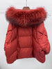 Women Winter Goose Down Jackets Real Fox Fur Collar Hooded Thick Natural Raccoon Fur Female Outwear Warm Loose Puffer Coats