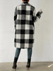 Winter Women's Long Coat Plaid Plush Lapel Pocket Button Cardigan Top Street Versatile Warm Jacket for Female