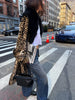 Winter Women Oversized Tiger Print Long Faux Fur Coat Big Black Fur Collar Open Front Street Style Thick Warm Jacket