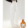 Winter Girls Thermal Fleece High Waist Jeans Lady Snow Warm Plush Denim Pants Women Classic Straight Leg Trousers
