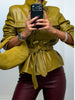 Elegant Lace-Up Women's Pu Leather Jacket Pocket Slim Stand Collar Zippers Lady Coats Autumn Winter Female Street Tops