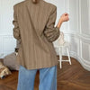 Women's Blazer Stand Collar Full Sleeve Single Button Female Plaid Blazers Autumn Chic Casual Commute Lady Coat