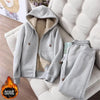 Sports Leisure Set Women's Zipper Solid Coat Women's Autumn/Winter Korean Edition Student Plush Thickened Hoodie Set