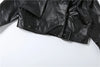 Crop Jacket Women PU Fall Wild Deep V-Neck Elegant Belt Buckle Zip Full Sleeve Streetwear Office Classic Coat