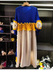 Pleated Tie Flower Long Sleeve Women's Dress Chic Loose Colorblock Patchwork Design Beading Famale Clothing 2DB6651