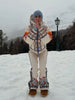 Printed Hooded Puffer Coat Suspender Ski Pants Zip‑Up Slim Fit Winter Women Snow Outfit Warm Lady Two‑Piece Ski Set