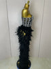 Stock Women Sexy Sparkly Rhinestone Mesh Feather Long Dress Elegant Evening Party Celebrate Birthday Performance Costume