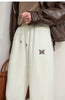 Tapered Sweatpants Winter Versatile Thicken Warm Women's Pants Butterfly Embroidery Fit Casual Trousers 12544153