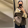 Casual Stand Collar Reversible Jacket For Women Long Sleeve Single Breasted Coat Lady Spring Autumn Chic Streetwear