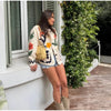 Colorful Flower Printed Pattern Cardigan Women O Neck Long Sleeves Patch Pockets Loose Short Coat Women Daily Commute Outwear