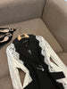 High Street Designer Jacket Women's Stylish Color Block Lace Patchwork Blazer