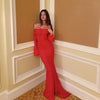Autumn Off-Shoulder Maxi Dress Elegant Lace Flare Sleeves Red Evening Party Dress Women's Cocktail Dress