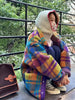 Women Coat Polar Fleece Plaid Autumn Winter Thick Vintage Casual Women Jacket Euro-America Style