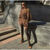 Retro Suede Coats High-waist Shorts Set Women's Plaid Full Sleeves Short Zipper Jackets Autumn Winter Ladies Outwear