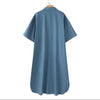 Autumn Collection Women's Cowboy Long Dress Loose Single Breasted Flip Collar Casual Medium Long Shirt Dress