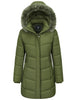 Womens Fleece Long Padding Winter Jacket Down Puffer Outwear with Removable Hood Waterproof Windproof Thicken Park Coat