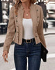 Spring Auutmn Jacket Blazer Coat Double-breasted Stand Collar Buttons Slim Long Sleeves Retro Cardigan Women Outdoor Suit Jacket