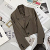 All-match Cropped Blazer Woman Solid Color Single Button Suit Coat Women Korean Chic Notched Collar Long Sleeve Blazers