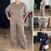 Pant Set Women Three Piece Sets Round Neck Full Sleeve Tops Mid Length Coats Wide Leg Long Pants High Waist Y2k Work