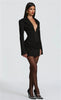 Long Scarf Women Suit 1 Piece Blazer With Back Stripe Sexy V Neck Ruffles Short Mini Party Gown Formal Office Lady Jacket Coat
