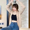 Knitted Cardigan Jacket Women Spring Autumn Round Neck Casual Cardigans Woman Solid Color Slim Korean Jumpers Female