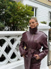 Beige Croc Leather Cropped Jacket Y2k Stand Collar Long Sleeve Wide Cuff Oversize Coat Autumn Street Daily Casual Outerwear