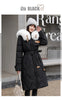 White Fur Collar Down Cotton Parkas Padded Coat Women Winter Long Over The Knee Waist Warm Thick Parkas Coat