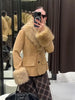 Faux Collar Suede Jacket Women Lapel Full Sleeve Plush Cuff Casual Short Jackets Lady Daily Commute Street Outwear