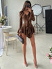 Irregular Hem Dress Women Tierred Y2K Flare Sleeve V-Neck Bandage Stretch Elegant Birthday Party Chic Hipster Bodycon