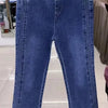 Women Jeans Spring Autumn Korean Wild Elastic Waist Straight Denim Pants Female Trousers Female