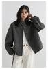 Women Short Woolen Coat Stand Up Twill Texture Single Breasted Ladies Jacket Retro Woman Outwear Autumn Winter