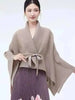 Women's Pleated Coat Loose Lapel Lace Up Irregular Solid Color Casual Versatile Cape Female Spring 2DE431