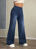 Women's Jeans Elastic Waist High Stretch Loose Straight-Leg Pants Comfortable Versatile