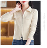 Zipper Short Knitted Cardigan Sweater Women's Spring Autumn Korean Versatile Coat Top Turn-Down Sweater Solid