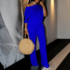 Women's Set Full Sleeve Skew collar T-shirt + Wide Leg Pants Suit Fall Winter Fitness Two 2 Piece Sets Outfits