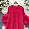 African Women's Pleated Dress Stereo Flower Loose Large Size Stretchy Temperament Long Dress Middle East Wrinkle-Free