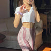 Sexy Women Paisley Pant Midi Waist Skinny Long Pants Streetwear Classic Trousers Female Clothing Y2K Streetwear