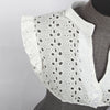 Vintage Hollow Out Maxi VestidosLong Puff Sleeve Dress Women Autumn WaitedRobe Stand Collar Button Dresses