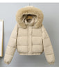 Winter Short Parkas Women's Cotton-padded Clothes Fleece Lining Thicken Warm Outerwear Fur Collar Removable Hooded Quilted Coat