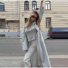 Solid Belted Maxi Trench Coats Women's Loose Full Sleeves Single-breasted Lace-up Windbreak Ladies Early Autumn Outwear