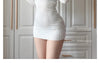 Women Transparent Sexy See Through Mini Dress Korean Outdoor Expose White Sheer Slim Fit Above Knee Longsleeve Crop Skirts