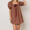 Women Gingham Plaid Mini Dress y2k Babydoll Short Dress Puff Sleeve Square Neck Cute Silky Bow Tied Loose Dresses