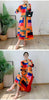 Contrast Color Printing Pleated Dress Women Round Neck Long Sleeves Dresses Party Spring 2AA1751